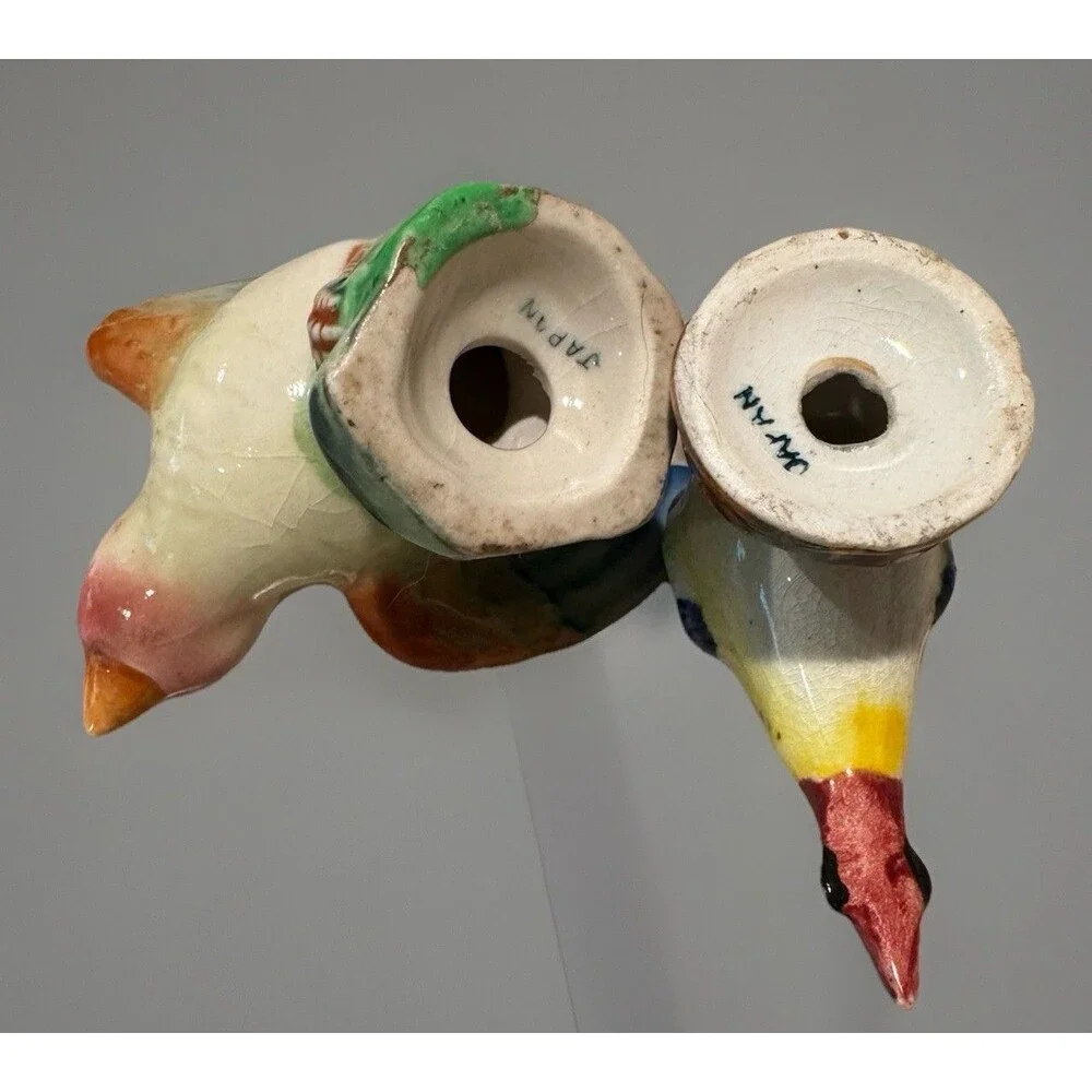 Vintage Ceramic Bird Salt and Pepper Shakers Japan Mid Century Hand Painted